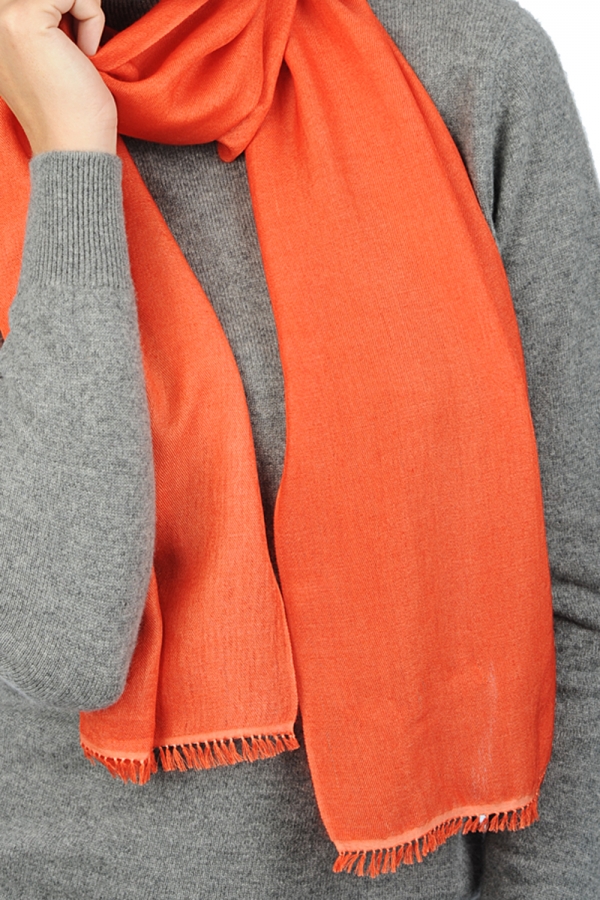 Cashmere & Zijde dames kasjmier sjaals scarva zonnig oranje 170x25cm